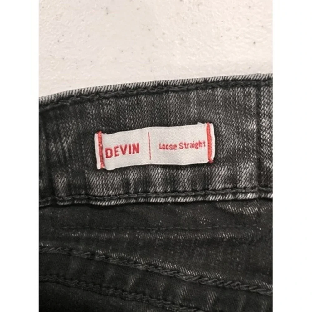 True Religion Devin Loose‎ Straight Leg Washed Black Jeans Size 33x29 Y2K Stack